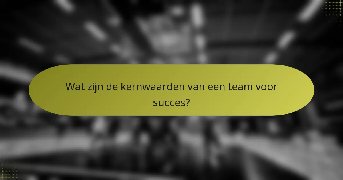 Wat zijn de kernwaarden van een team voor succes?